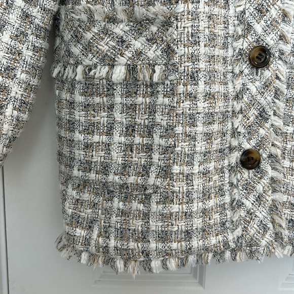 Ann Taylor Tweed Long Blazer with Fringed Edges and Front Patch Pockets. EUC - Picture 5 of 11